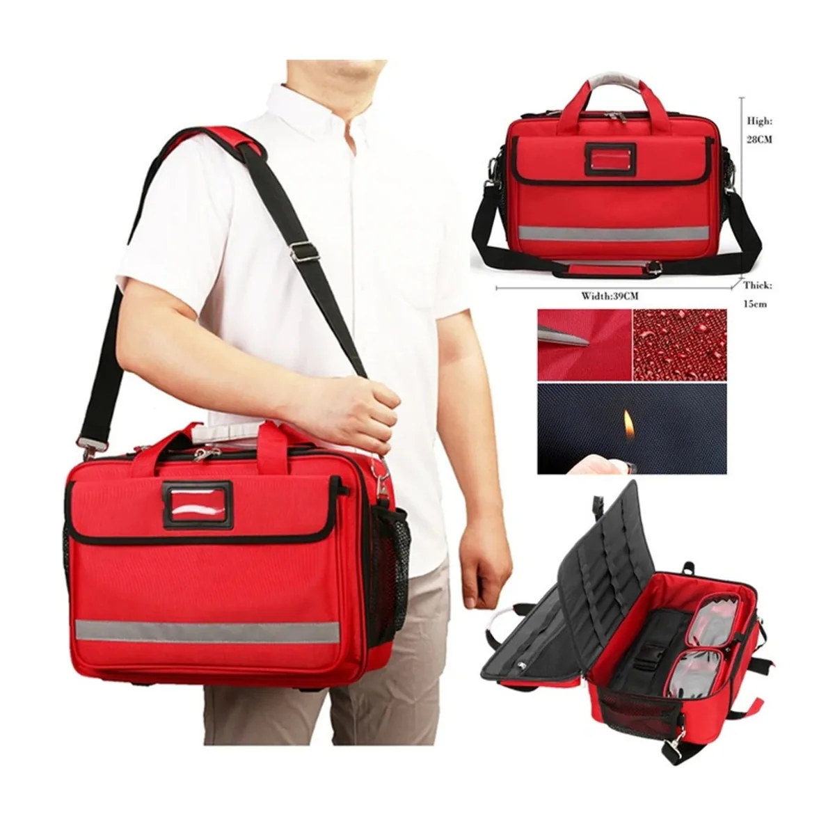 Red/Orange/Black/Royal Blue medical emergency backpacks detail view 3 - SKU 09906