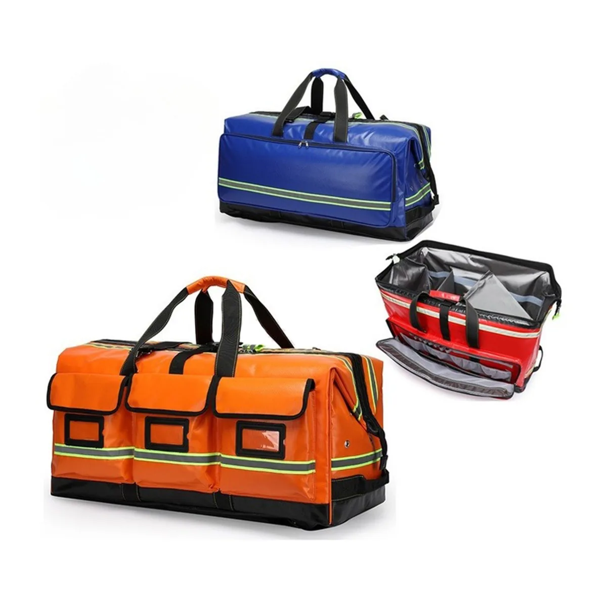 Red/Orange/Royal Blue rescue duffel bags detail view 1 - SKU 09916