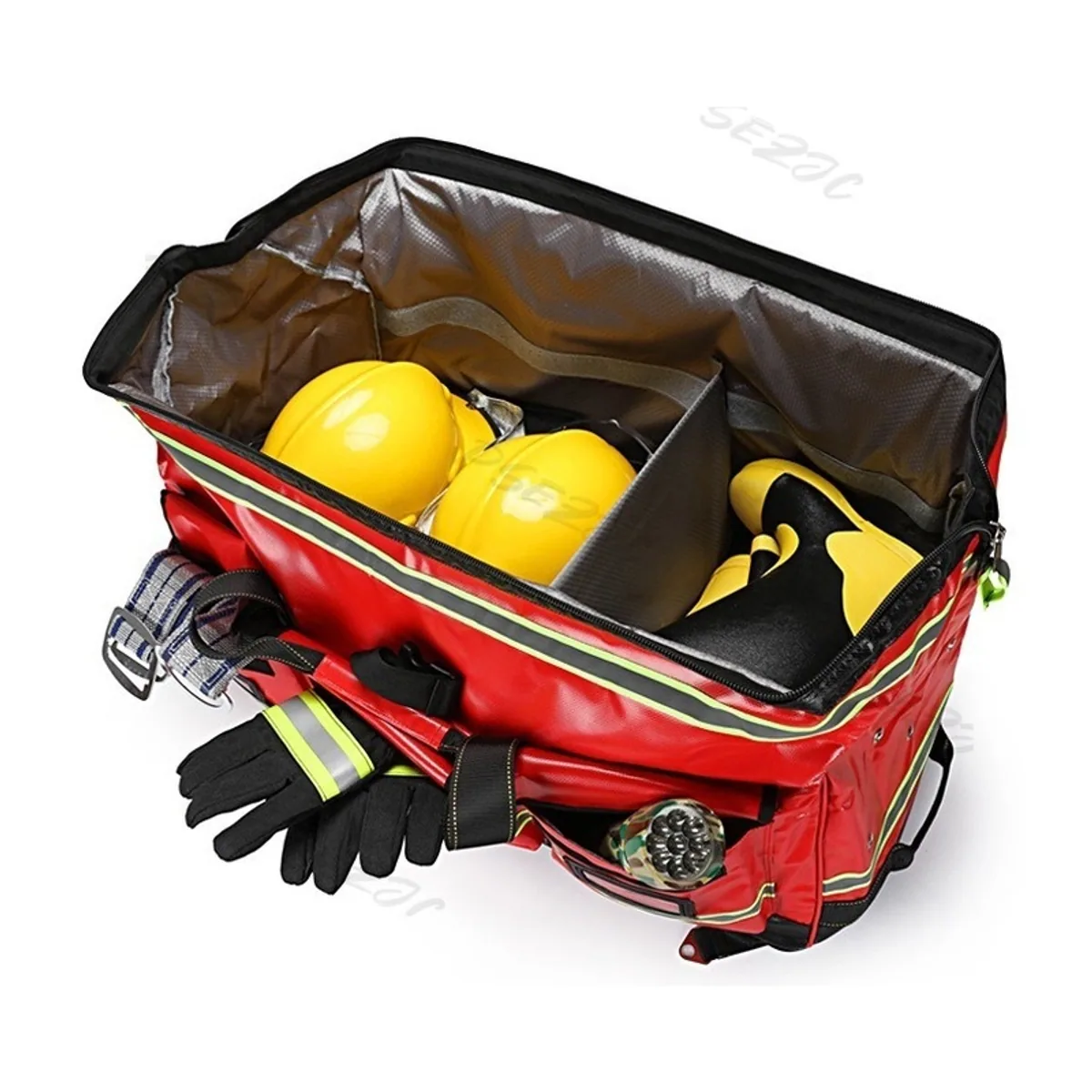 Red/Orange/Royal Blue rescue duffel bags detail view 3 - SKU 09916