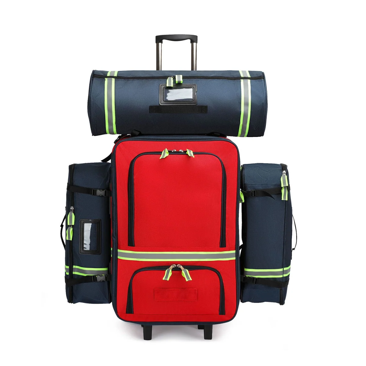 Red/Navy Blue/Red+3 Bags/Navy+3 Bags trolley rescue bags front view - SKU 09917