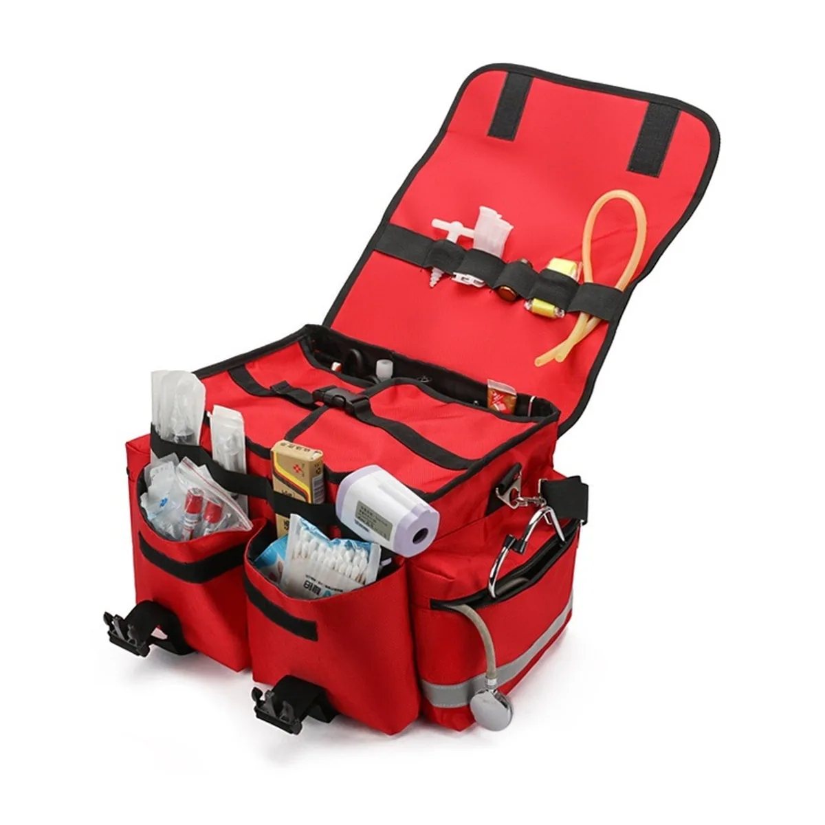 Red/Black/Orange medical emergency backpacks detail view 5 - SKU 09922
