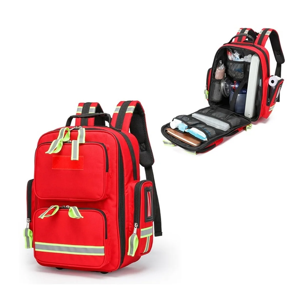 Orange/Navy Blue/Red medical emergency backpacks detail view 3 - SKU 09926