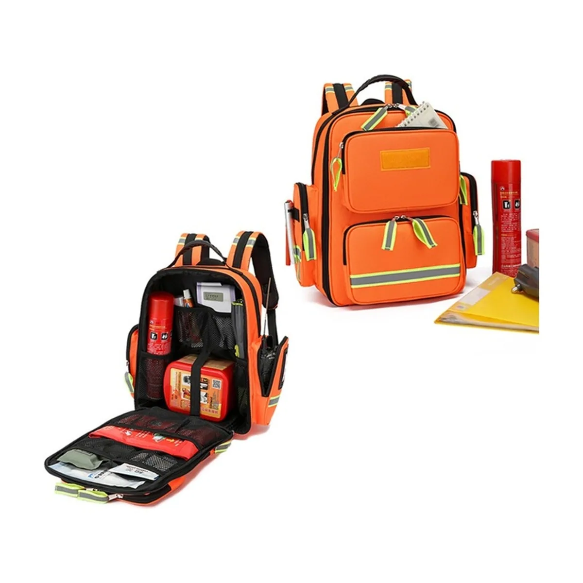 Orange/Navy Blue/Red medical emergency backpacks detail view 4 - SKU 09926