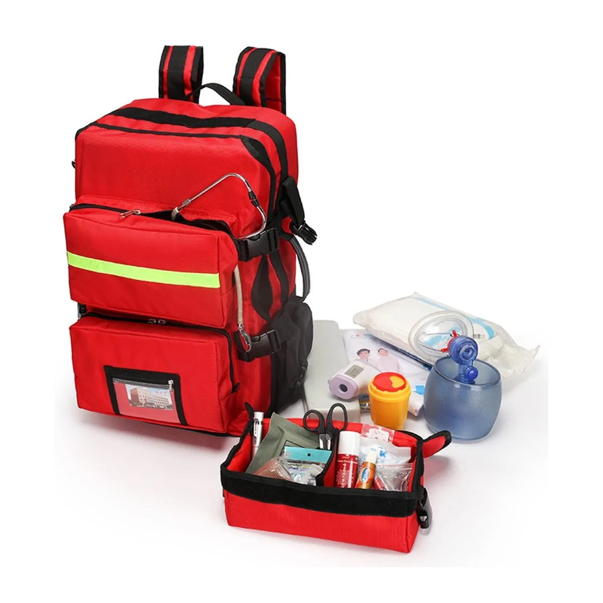 Red medical emergency backpacks detail view 3 - SKU 09933