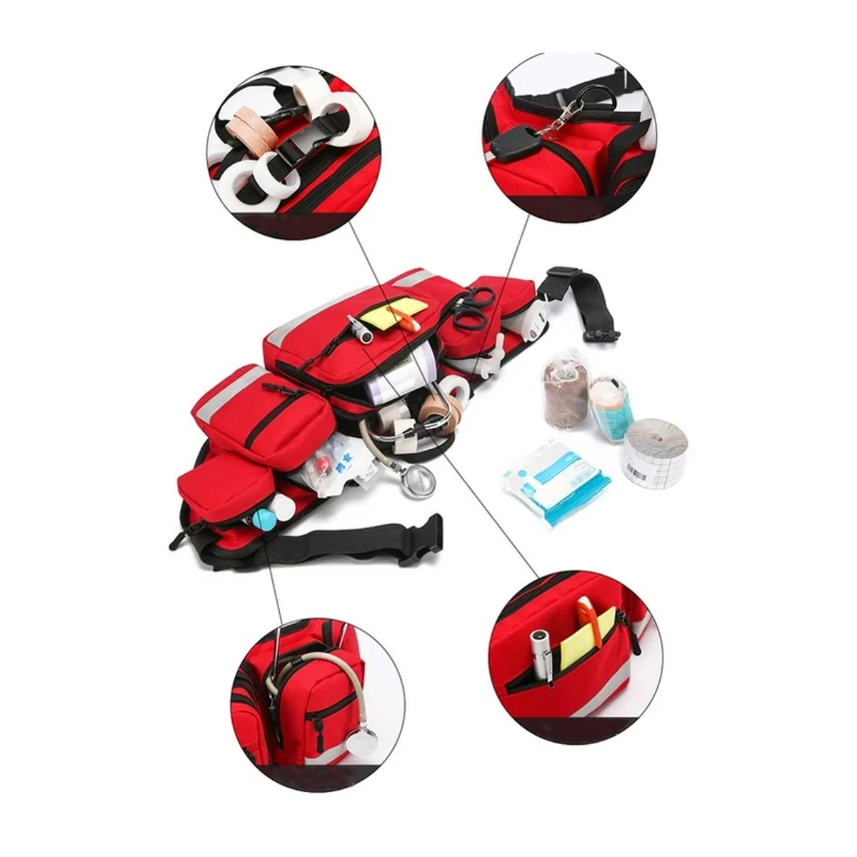 Red emergency waist bags detail view 3 - SKU 09941