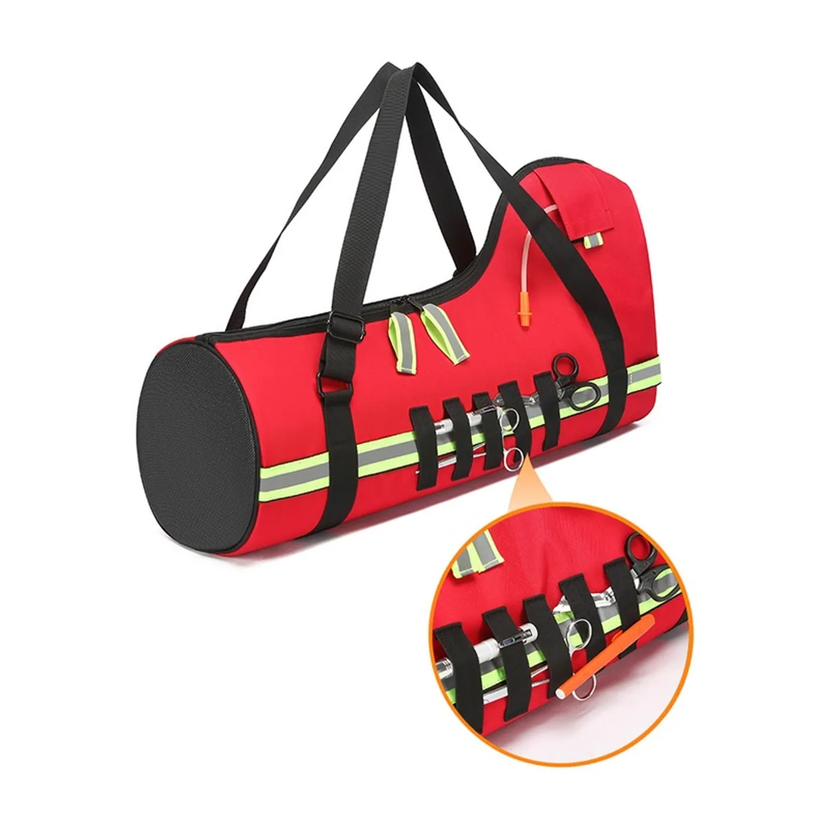 Red/Navy Blue/Military Green medical emergency backpacks detail view 3 - SKU 09945P