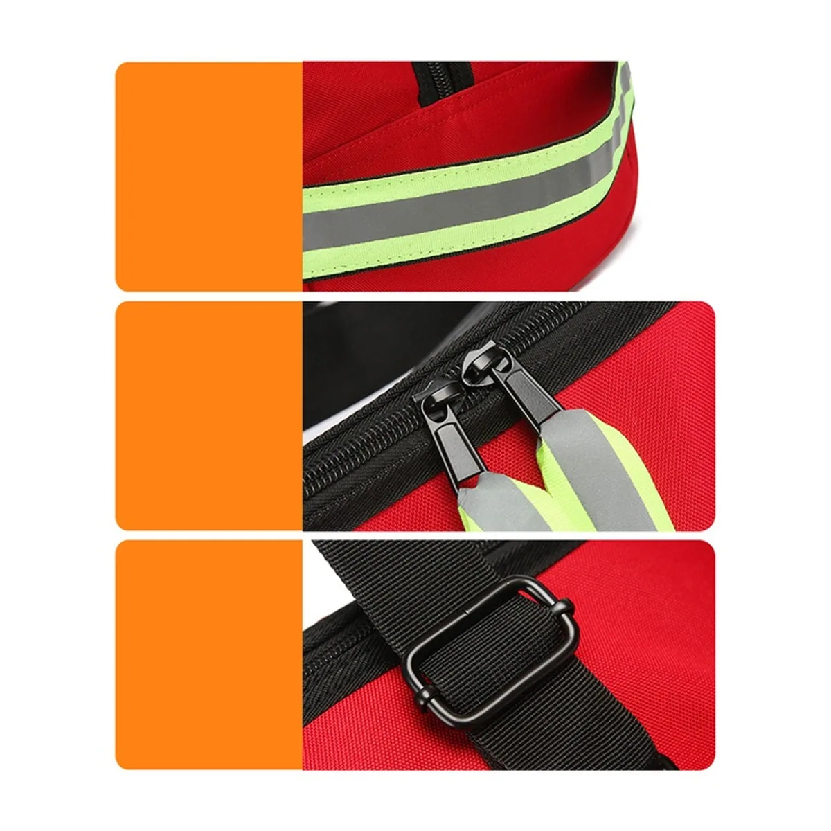 Red/Military Green/Navy Blue medical emergency backpacks detail view 7 - SKU 099450