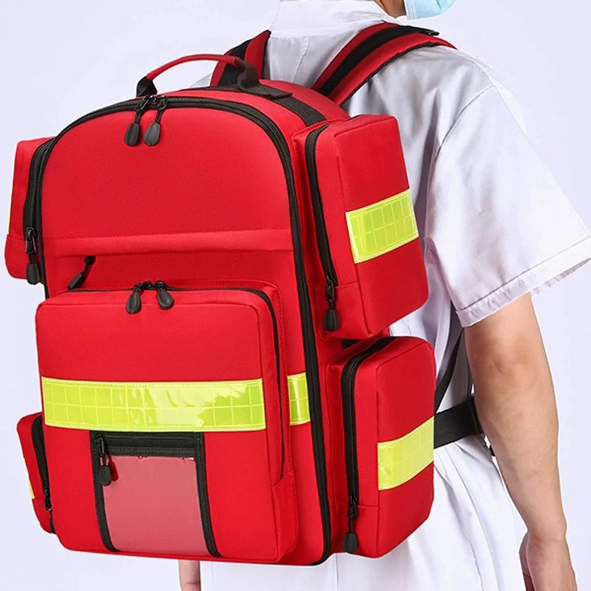 Red medical emergency backpacks detail view 4 - SKU 09950