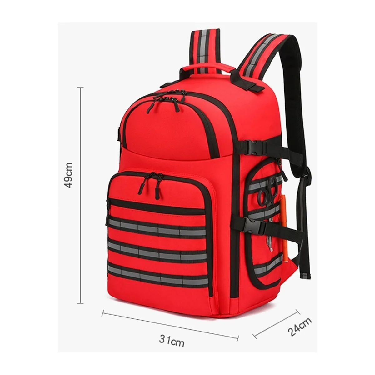 Red medical emergency backpacks detail view 1 - SKU 09952