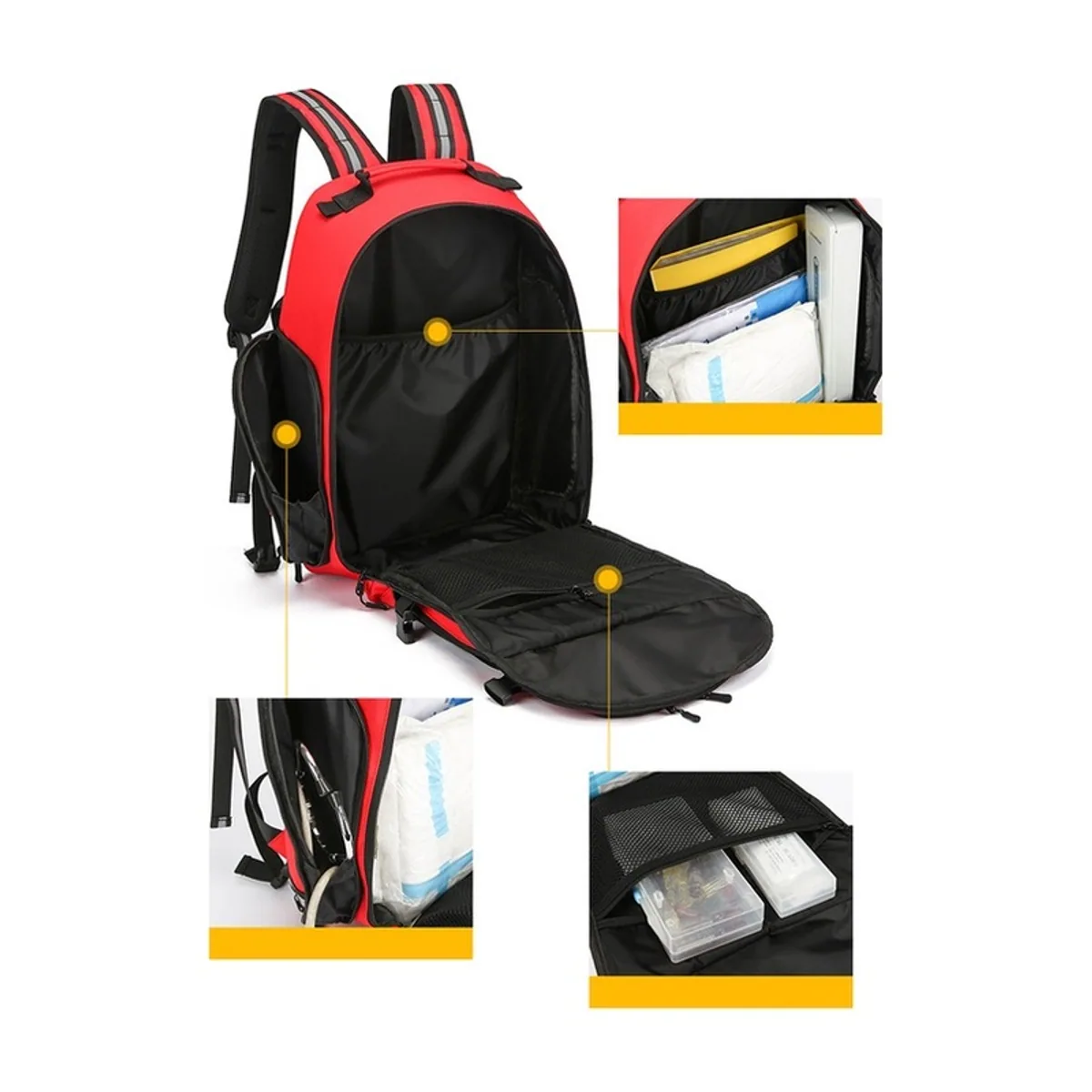 Red medical emergency backpacks detail view 2 - SKU 09952