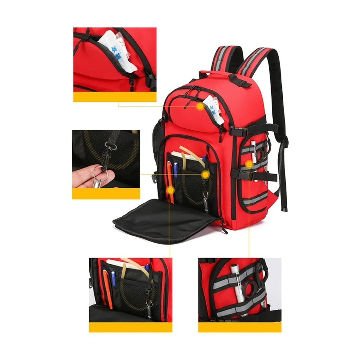 Red medical emergency backpacks detail view 6 - SKU 09952