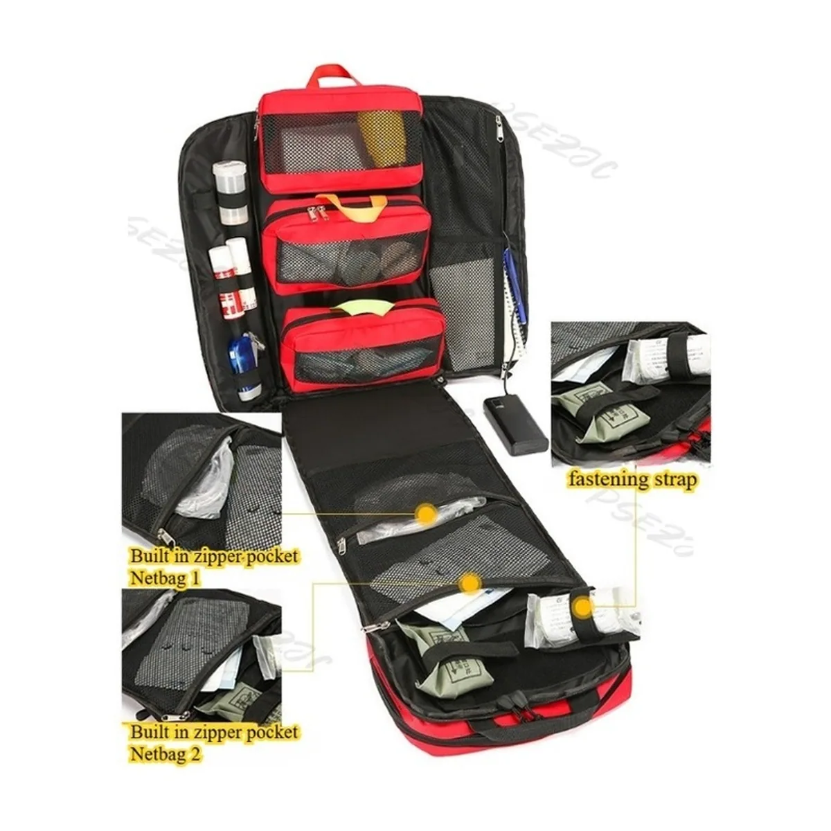 Red/Black medical emergency backpacks detail view 2 - SKU 09953