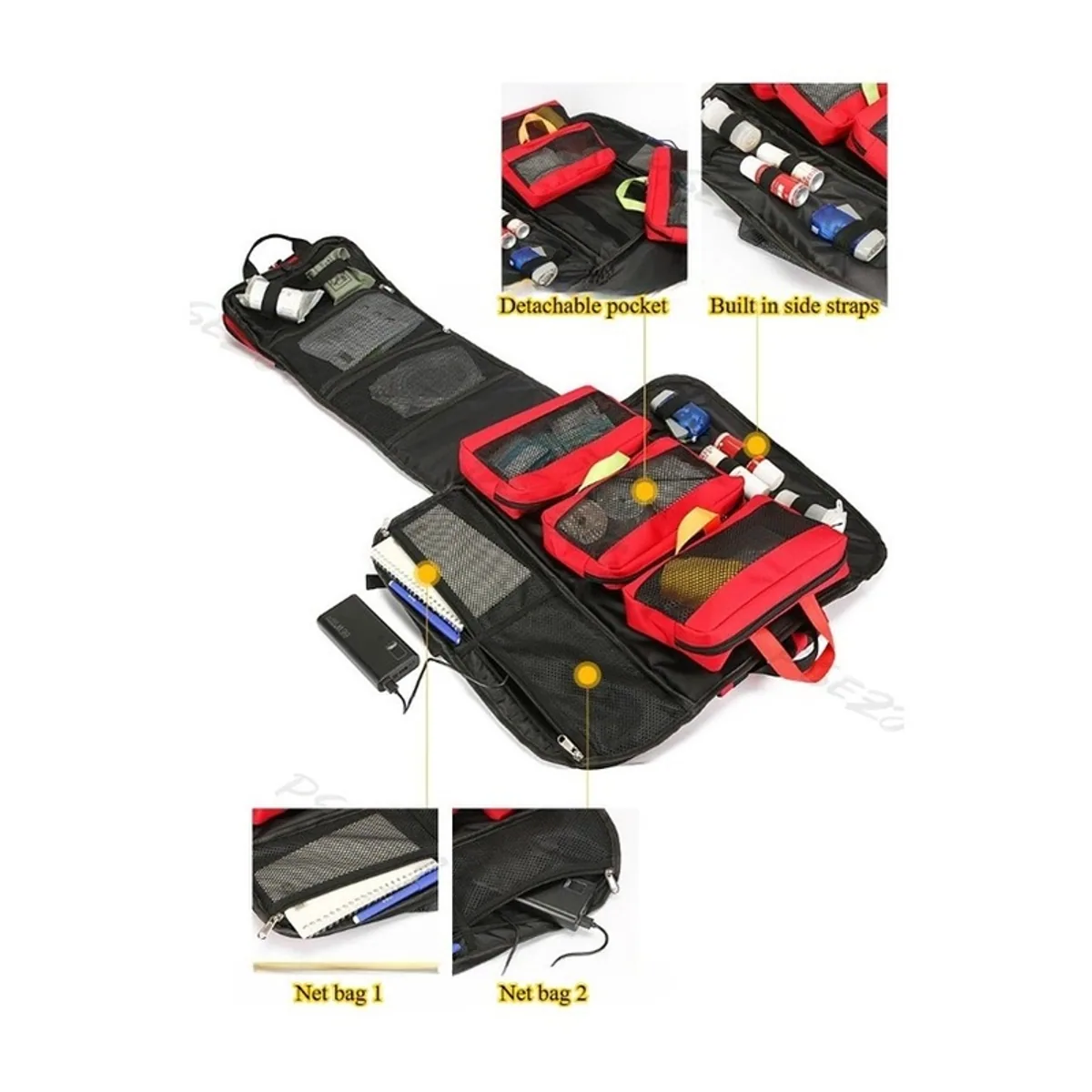 Red/Black medical emergency backpacks detail view 4 - SKU 09953