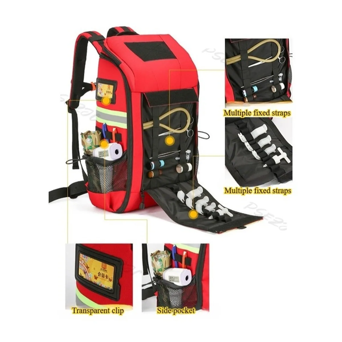 Red/Black medical emergency backpacks detail view 6 - SKU 09953