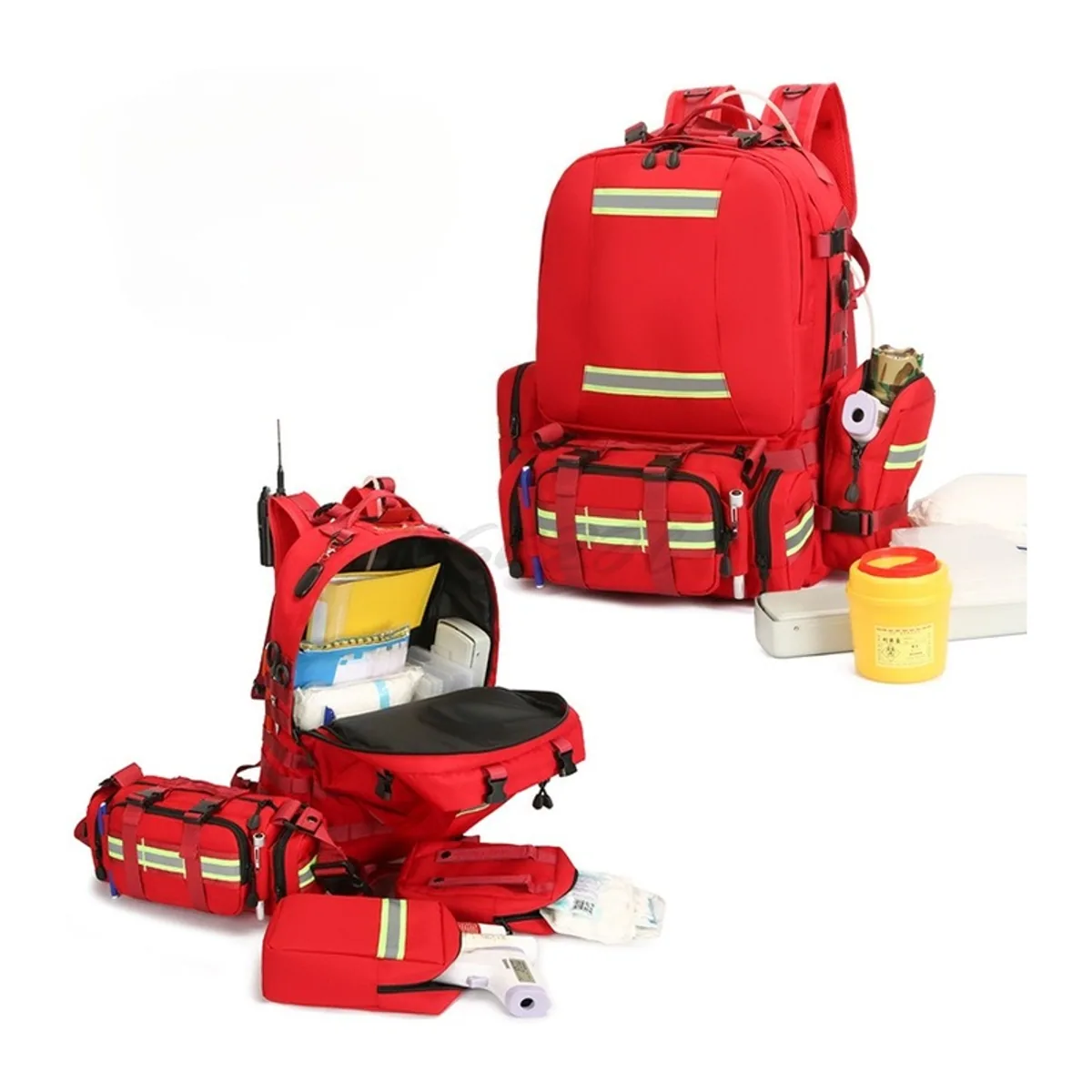 Red/Navy Blue medical emergency backpacks detail view 3 - SKU 09954