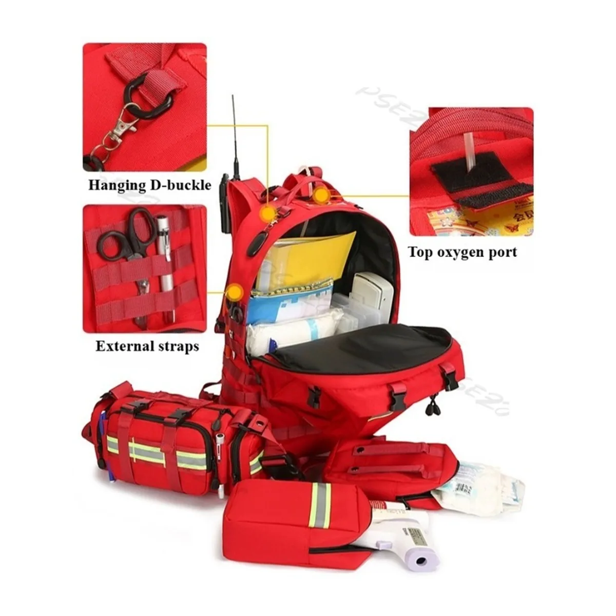 Red/Navy Blue medical emergency backpacks detail view 5 - SKU 09954