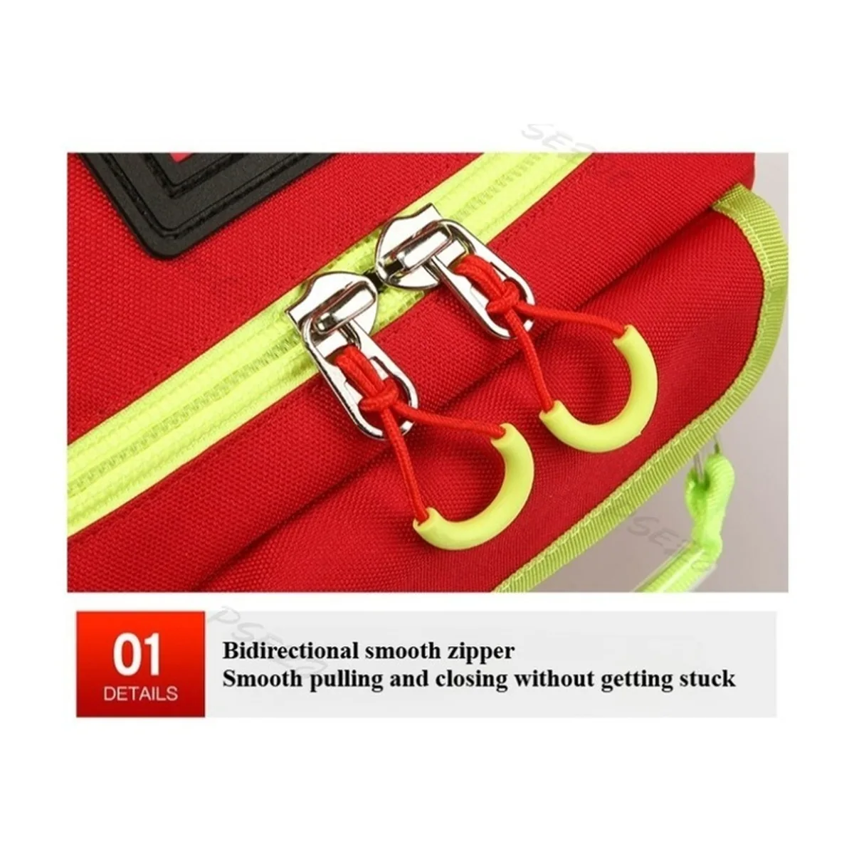 Red/Royal Blue medical emergency backpacks detail view 4 - SKU 09956