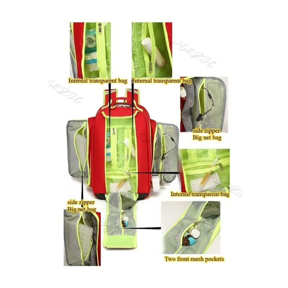 Red/Royal Blue medical emergency backpacks detail view 6 - SKU 09956