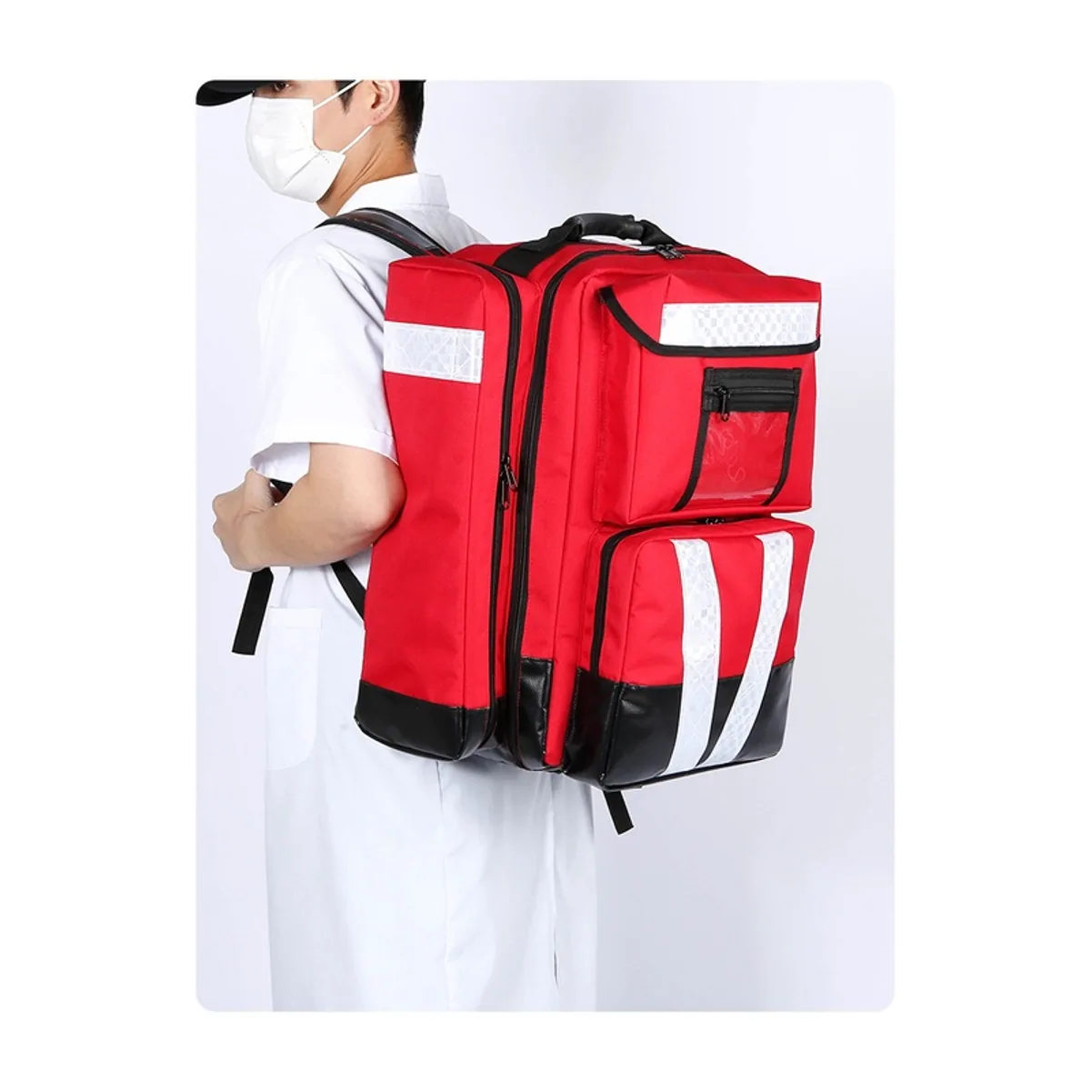 Red medical emergency backpacks detail view 6 - SKU 09957
