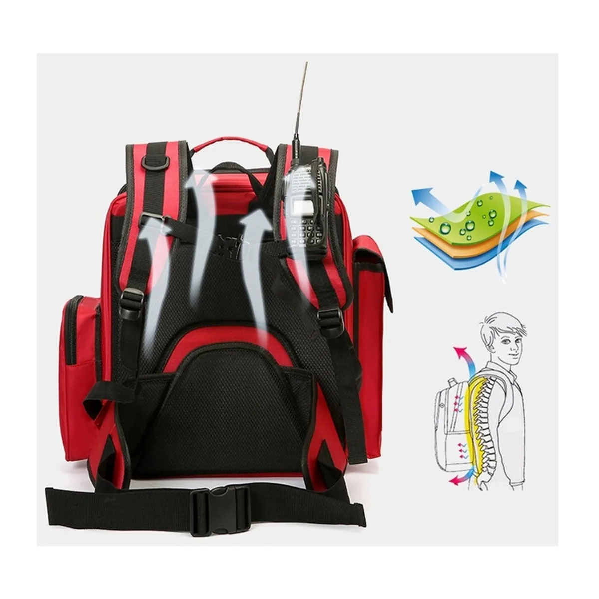 Red medical emergency backpacks detail view 6 - SKU 09958