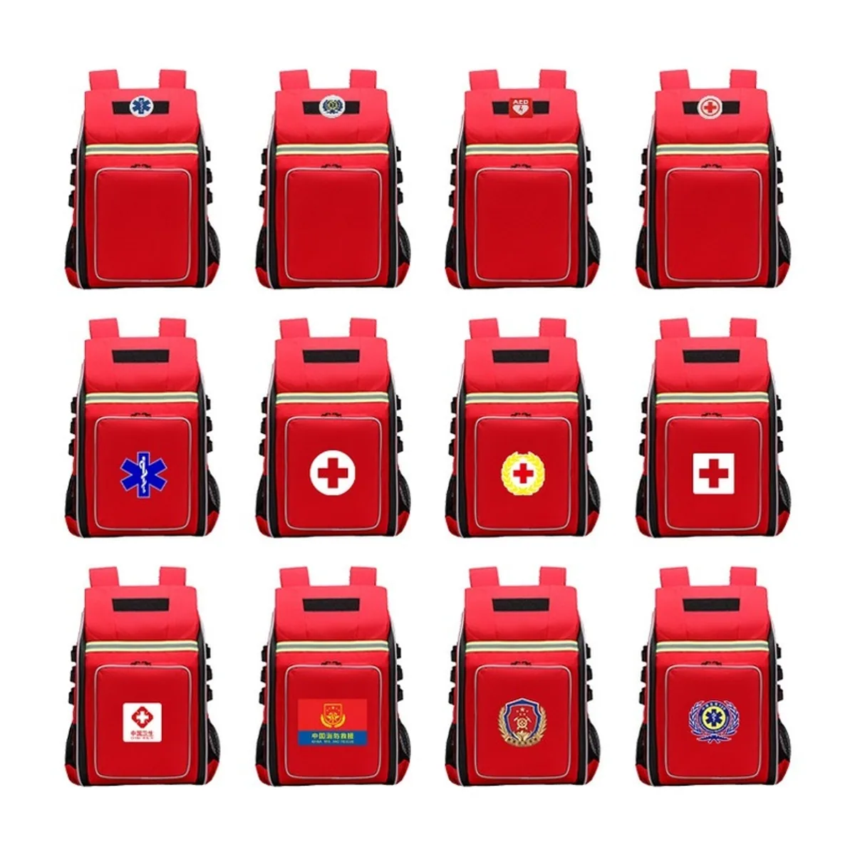 Red/Staircase/Universal medical emergency backpacks detail view 5 - SKU 09959