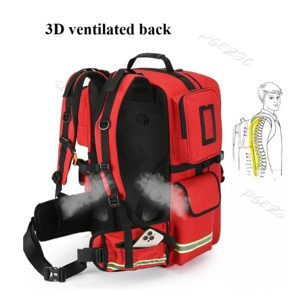 Red rescue duffel bags detail view 7 - SKU 09961