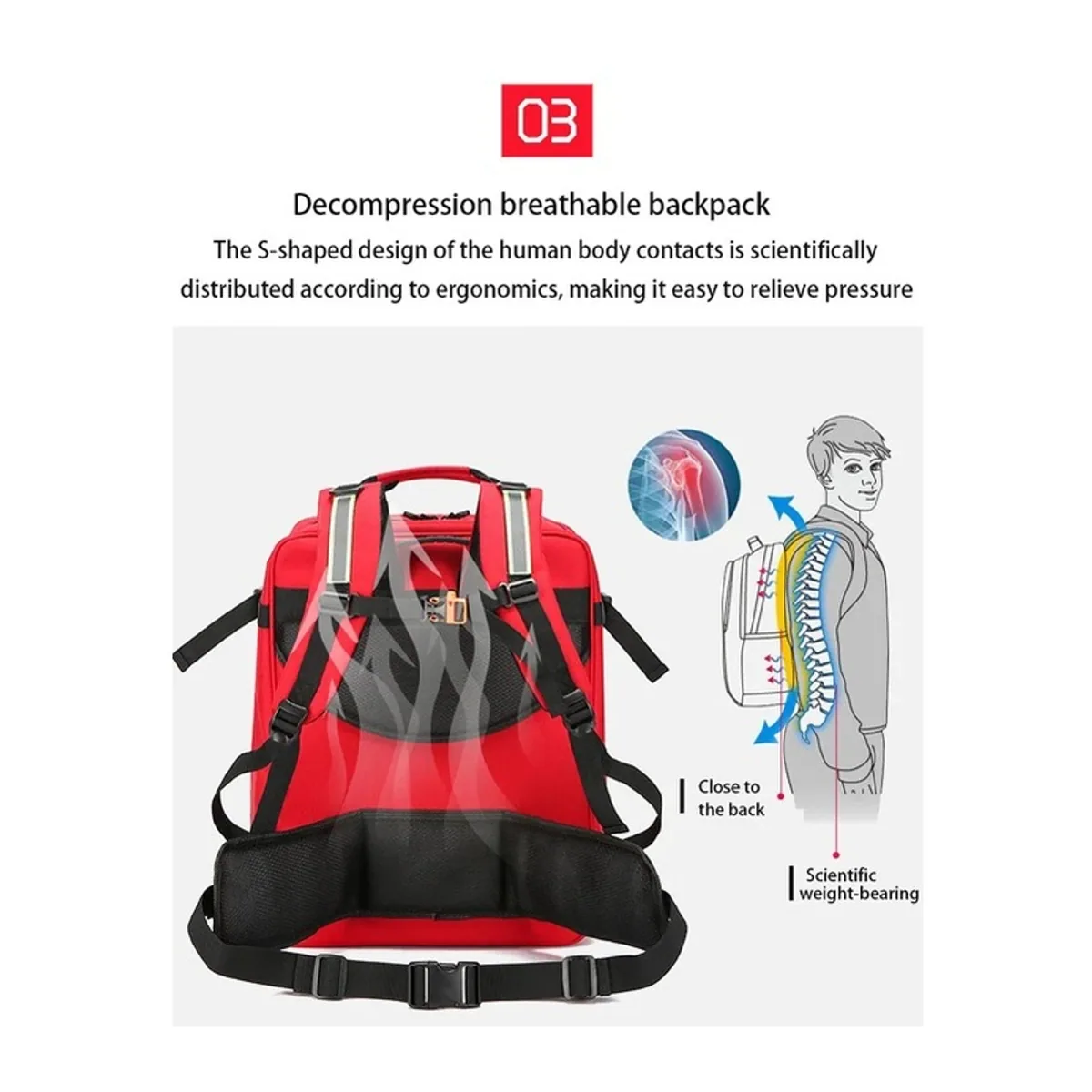 Blue/Red medical emergency backpacks detail view 3 - SKU 09968