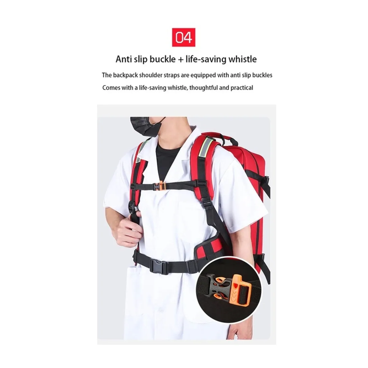 Blue/Red medical emergency backpacks detail view 4 - SKU 09968