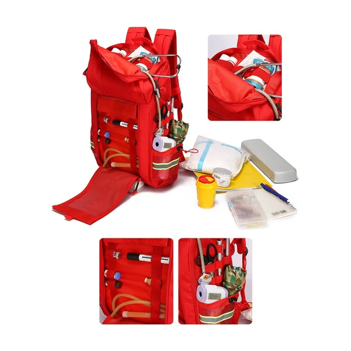 Red/Orange/Black medical emergency backpacks detail view 2 - SKU 09969