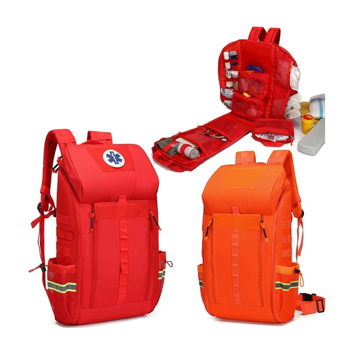 Red/Orange/Black medical emergency backpacks detail view 6 - SKU 09969