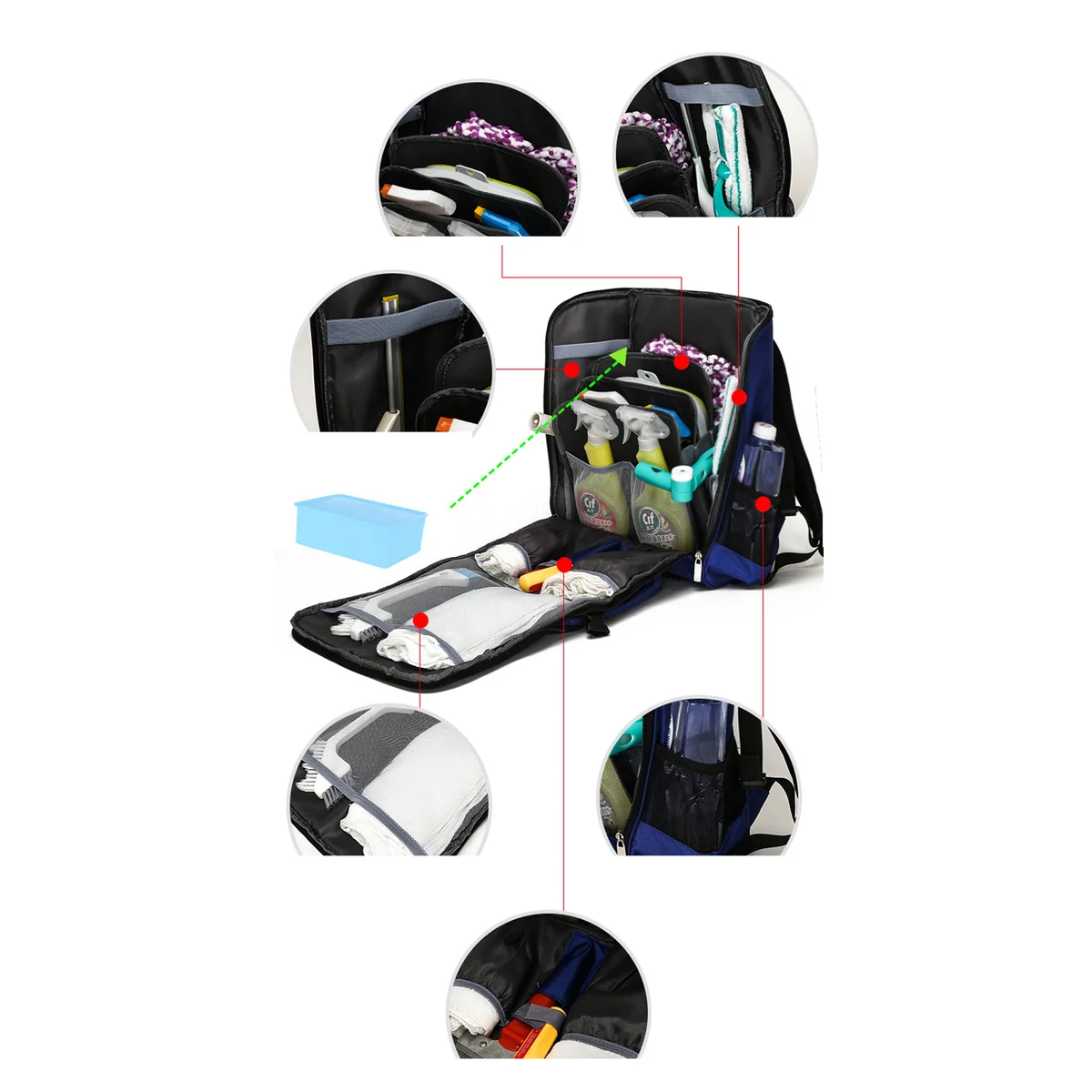Red/Black/Green/Navy medical emergency backpacks detail view 4 - SKU 632